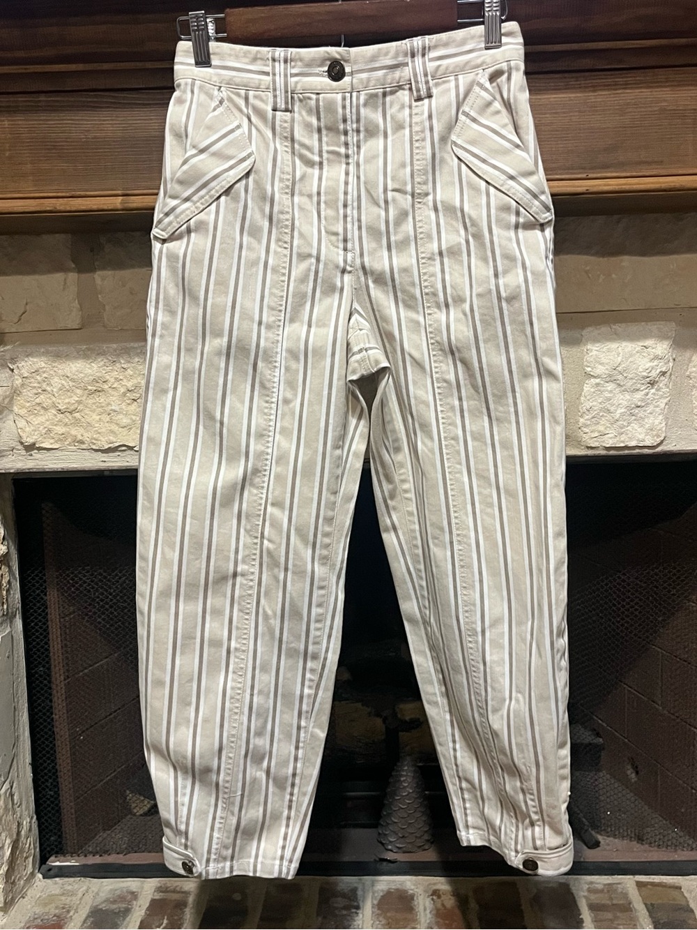 Pearl by Lela Rose Size 2/ XS Striped Barrel Leg Pants Cropped - Picture 2 of 7